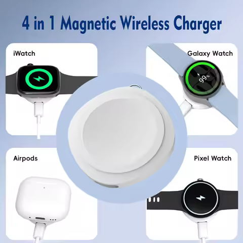 4-In-1 Magnetic Wireless Watch Charger For iWatch 1-10/SE/Ultra/ AirPods Pro 2,AirPods 4 （ANC）Galaxy