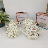 Expansion Wholesale Enamel Pot Double Ear Light Luxury Soup Pot 18cm-20cm Stew Pot Pot Ready Stock E