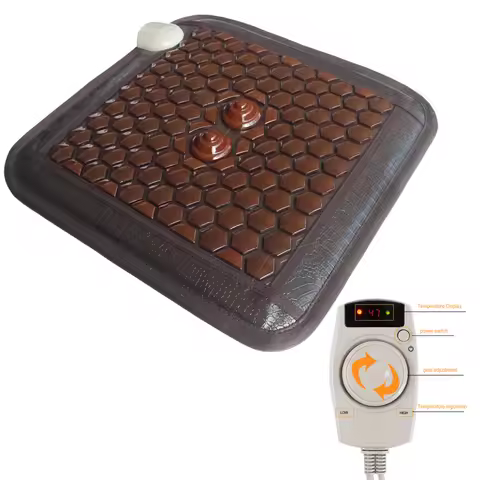 Heating Tourmaline Jade Cushion Jade Massage Mat Square Cushion 45x45cm Acupoint Massage Relieves Pa