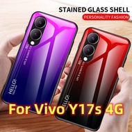 Luxury Clear Glass Casing  For Vivo Y17S Y 17s VivoY17s 4G 2023 Gradient Color Soft Case Shockproof Camera Protective Tempered Glass Phone Case Back Cover