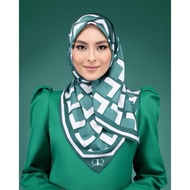 RR Rizman Ruzaini Geometry scarves satin emerald green colour New ready stock by rizman ruzaini