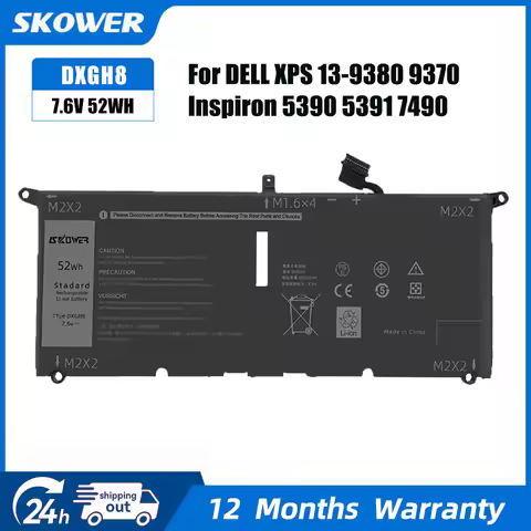 SKOWER DXGH8 Laptop Battery For Dell XPS 13 9380 9370 7390 Inspiron 7390 7490 2-in-1 Vostro 5390 539