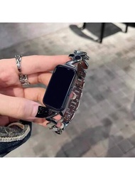 1只銀色不銹鋼波浪紋替換手環,適用於華為/榮耀智能手環