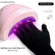 (time) 1 Pair Anti UV Bla Thin Nail Gloves Anti Bla UV Gel Shield Glove Fingerless Manicure Nail Art
