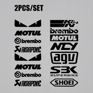 2PCS/SET Motul Brembo AGV AKRAPOVIC Reflective Motorcycle Accessories Scooter Car Stickers Helmets D