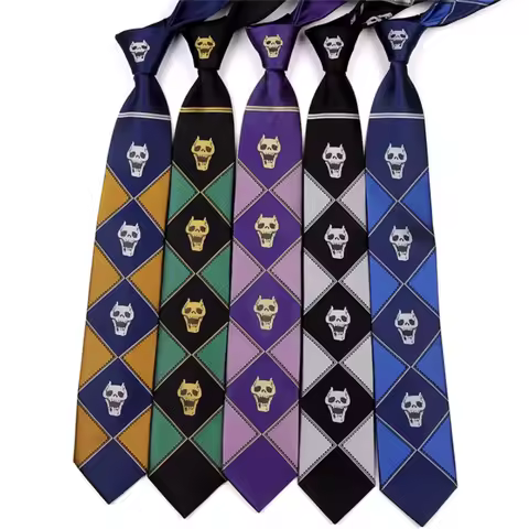 Anime JoJo Tie Kira Yoshikage Halloween Cosplay Costume Accessories KILLER QUEEN Skull Heavens Door 