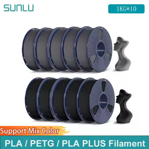 SUNLU 10KG 3D PLA/PETG/PLA PLUS/Clear Filament 1.75mm 10Roll 1KG 3D Printer Neatly Wound 3D Filament
