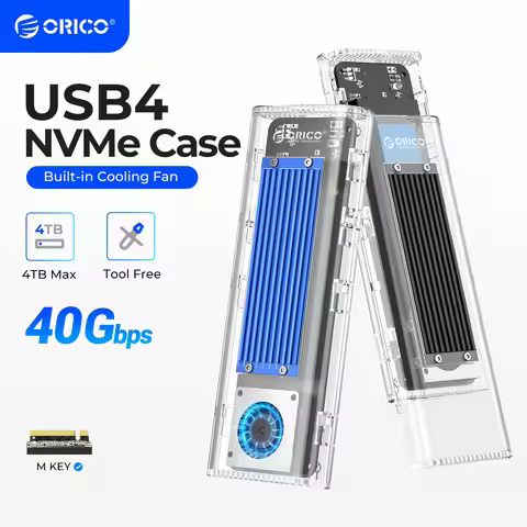 ORICO 40Gbps USB4 M.2 SSD Case with Cooling Fan M2 NVMe Case Enclosure Compatible with Thunderbolt 3