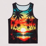 เสื้อกล้ามพิมพ์ลาย Tropical Men สำหรับฤดูร้อน