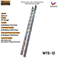 Winner Ladder 12ft x 12ft x 12ft Triple Extension Aluminium Ladder 12x12x12 kaki Tangga Heavy Duty