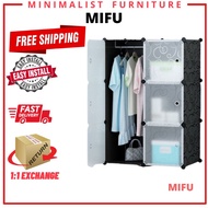 MIFU Wardrobe Storage 2-8 Cube Black Murah Ikea BookShelf Drawer Almari Baju Rack Organizer Beside D