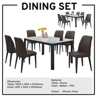 Dining Set 1+6 Dining Table &amp; Set Dining Furniture Dining Chair Sintered Stone Dining Table 6 Seater Dining Set Marble