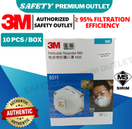 (ORIGINAL) 3M 8511 N95 Cool Flow Exhalation Valve Particulate Respirator 1 Box(10Pcs) (Comfortable)