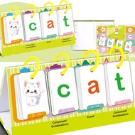 100PCS English Flash Card CVC Words Vowel Consonant Desk Calendar Educational Learning Cards