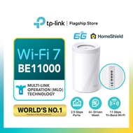 TP-Link BE11000 WiFi 7 Tri-Band Whole Home AI-Driven Mesh Wifi Router With Homeshield Deco BE65 (1 /