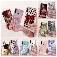 For Huawei Y6p 2020 Case MED-LX9 Fashion Flower Bow Painted Cover Soft Clear Silicone Phone Cases Fo