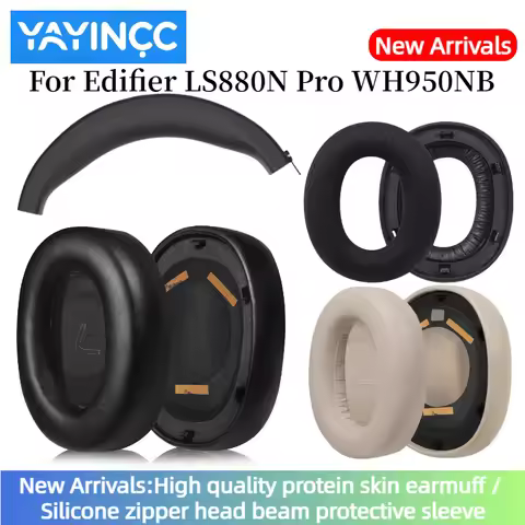 YAYINCC Replacement Leather EarPads/Silicone zipper head beam protective cover For Edifier LS880N Pr