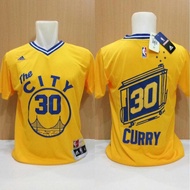 Jersey Basket Swingman NBA GSW Stephen Curry Kuning Sleeve The City