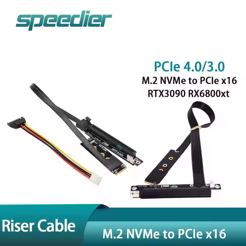 ADT-LINK PCIe 4.0 X16 To M.2 NVMe Adapter Extension Riser Cable for RTX3090 RX6800xt GPU GTX RTX Min