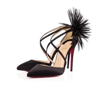 Christian Louboutin 紅底鞋 官網限定版 黑色緞面高跟鞋