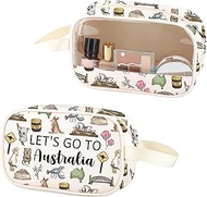ZJXHPO Australia Trip Clear Makeup Bag Australia Travel Vacation Souvenir Let's Go To Australia PU L