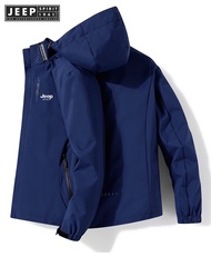 JEEP SPIRIT 1941 ESTD Hooded Jacket for Men 2022 Bomber Jacket Mens Windbreakers Zipper Coats Spring