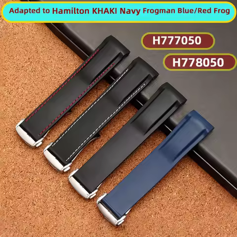 For Hamilton silicone strap Khaki Navy rubber strap Frogman H777050 H778050 Wristband Blue Frog Red 