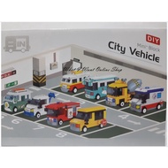 Brick City Vehicle Toys, Ambulance, Mixer Truck, School Bus, Drum, Driver