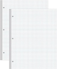 Yaridar (2-Pack) A4 Grid Filler Paper, 3-Hole Graph Paper, 200Sheets / 400Pages Loose-Leaf Paper, 100gsm White Paper, 8.5'' x 11''