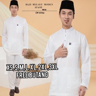 Baju MELAYU NIKAH PUTIH OFF WHITE CEKAK MUSANG TUNANG Cheap SAMPIN PLUSSIZE XS-3XL