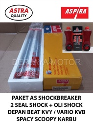 PAKET AS SHOCK BREAKER DEPAN VARIO 110 KARBU KVB BEAT KARBU KVY 2 SEAL + OLI SHOCK ASPIRA ORIGINAL