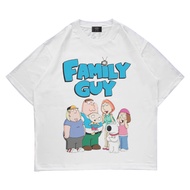 2025 Family Guy Themed Graphic Print White Oversized Short Sleeve Cotton T Shirt Featuring Family Gu
