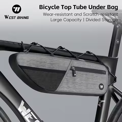 WEST BIKING Bicycle Bag Cycling Tool Bag 1.6L Large Capacity Portable MTB Bike Top Tube Under Bag Ou