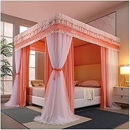 European luxury Canopy mosquito net, bedroom Romantic decorative bed curtain For single double bed, With metal support (Color : Orange, Size : 180X200cm/71X79inch)