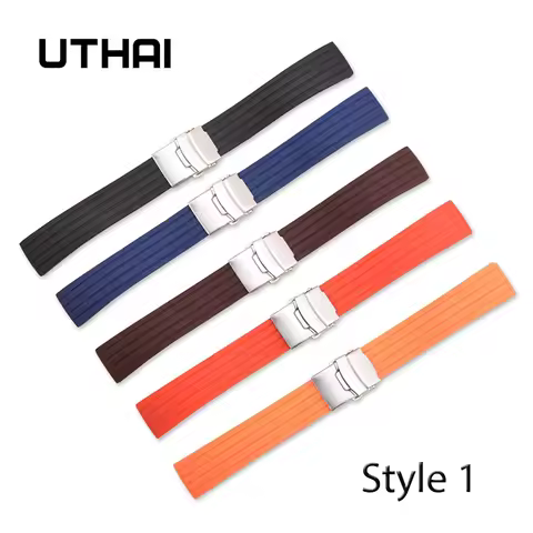 UTHAI P34 Soft Silicone Strap 16mm 18mm20mm22mm24mm Watch Band Soft Silicone Sports Waterproof Watch