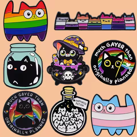 Rainbow Cats Enamel Pins Custom Brooches Lapel Badges Briefcase backpacks Accessories Decoration Jew