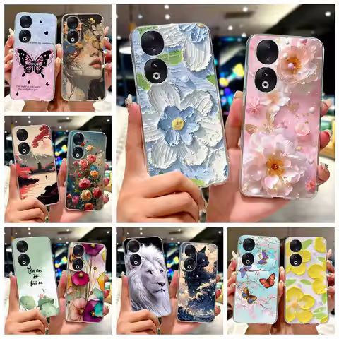 For Honor 90 Pro Case Honor90 Lite CRT-NX1 Luxury Flowers Painted Cover Soft Slim Phone Case For Hon