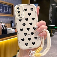 Casing hp for OPPO A55 4G Case Love Pattern HP Case Silicone Softcase Personalized Hanging Strap All