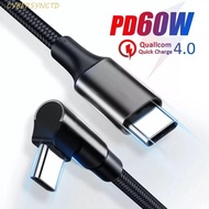 CYBERSYNC PD 60W Quick Charger Cord, Quick Charge Elbow 90 Degrees Type C Cable, Convenient Nylon Br