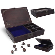 DND dice tray 2 in 1 - dnd dice sets metal with a wooden box - dice tray for rolling & storage organ