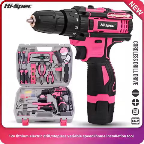 Multifunctional Electric Drill Household Set Screwdriver Pink Home Toolbox Hardware Repair Electric