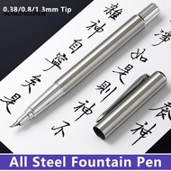 NONEDYODYE9I Calligraphy Pen, 0.38/0.8/1.3mm Tip Metal Fountain Pen, Multi-functional Smooth Writing