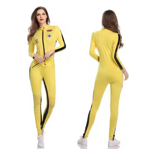 Kill Bill, bride Kill Bill, yellow jumpsuit Cosplay Costume Kung Fu Jumpsuit for Women Halloween Car