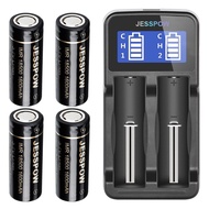 18500 Rechargeable Batteries 4 Pack with Charger, IMR 18500 Rechargeable Li-ion Battery 1600mAh 3.7V