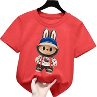 baju kaos anak perempuan/laki laki gambar boneka labubu monster 1-12tahun lengan pendek k.189