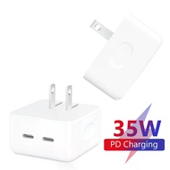 Dual Usb C Port Fast Charger Foldable 35W Usb Type C Plug Fast Wall Charger Block for Iphone 15 14 1