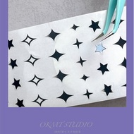 OKMT新七天貼紙手帳膠帶 星星-黑-PET模切-6cm*3m-35cm循環