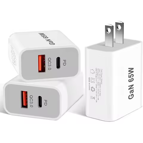 UK/AU/EU/US USB C Charger 65W PD 3.0 GaN Charger Type C Power Adapter With 2-Port Fast Wall Charger 