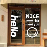 Ins Clothing Milk Tea Coffee Shop Glass Door Sticker Hello English Letter Mirror Photo Decorative Sticker