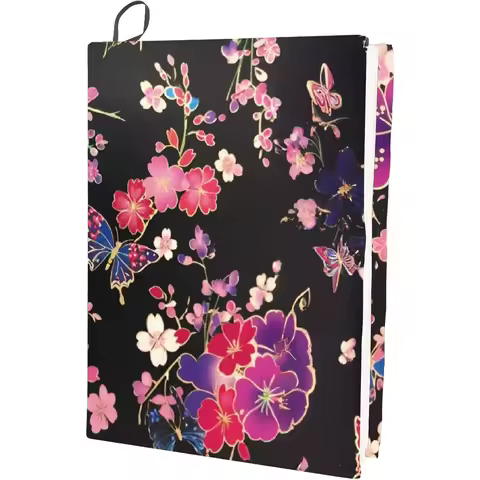 Cherry Blossom Book Cover Stretchable Fabric Book Cloth Flower Butterfly Elastic Notebook Protector 